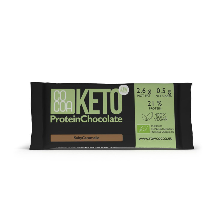 Czekolada Proteinowa Słony Karmel Keto BIO Wegańska Bez Cukru 40 g - C