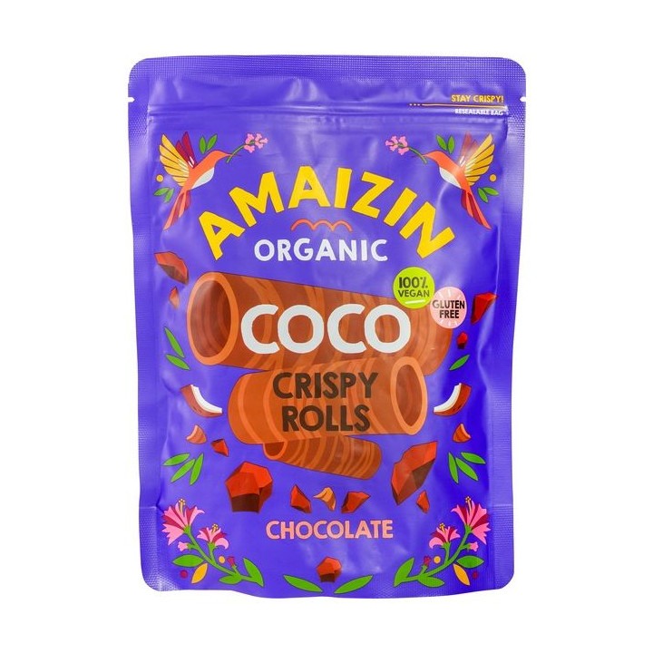 Rurki Waflowe Kokosowo Czekoladowe Bezglutenowe BIO 140 g - Amaizin - 