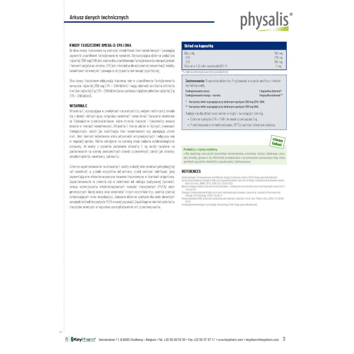 Omega-3 Vegan DHA EPA z Alg 30 Kapsulek - Physalis - Ekochatka