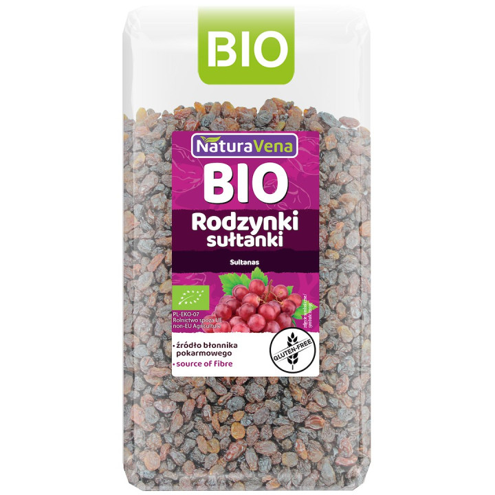 Rodzynki Sułtanki BIO Bezglutenowe Wegańskie 400 g - Naturavena - Ekoc