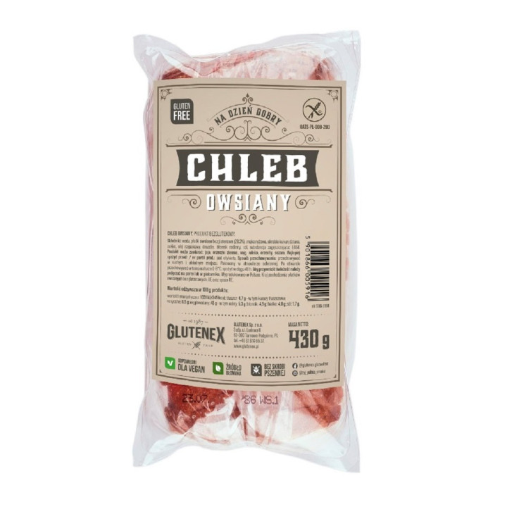 Chleb Owsiany Krojony Bezglutenowy Wegański 430 g - Glutenex - Ekochat