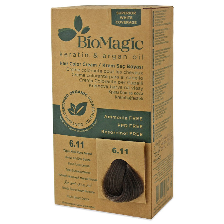 Farba do Włosów Popielaty Ciemny Blond 6.11 z Olejami Naturalnymi 250 