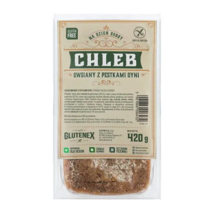 Chleb Owsiany Bezglutenowy z Pestkami Dyni Wegański 420 g - Glutenex -