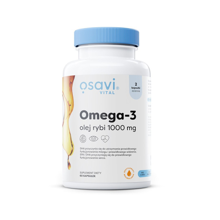Omega-3 Olej Rybi Bezglutenowy 60 Kapsułek 1000mg - Osavi - Ekochatka