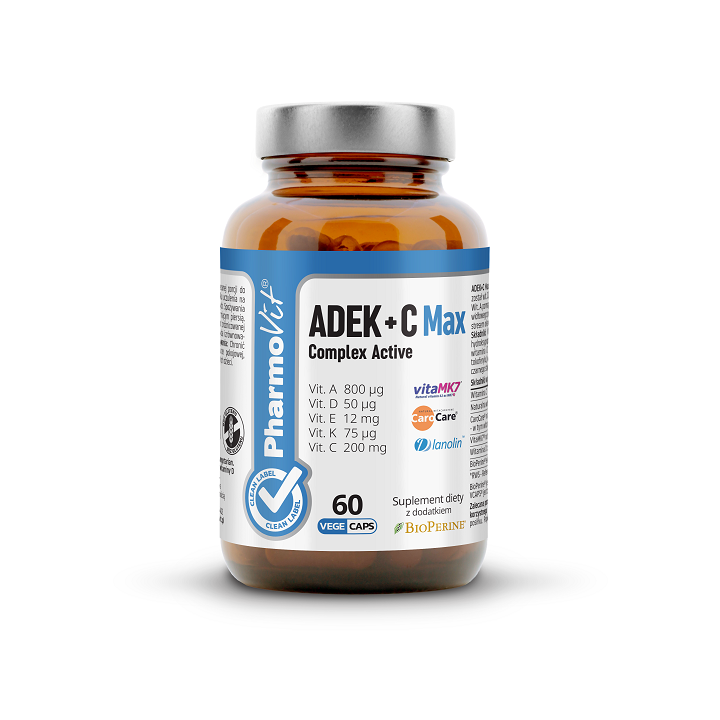 Witamina ADEK+C Complex Bezglutenowe 60 Kapsułek - Pharmovit - Ekochat