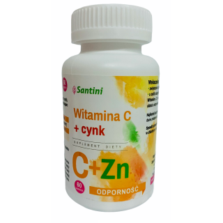 Witamina C + Cynk Wegańska 60 Tabletek 74 g - Santini - Ekochatka
