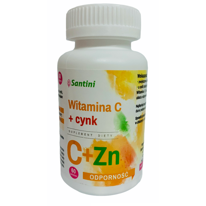 Witamina C + Cynk Wegańska 60 Tabletek 74 g - Santini - Ekochatka