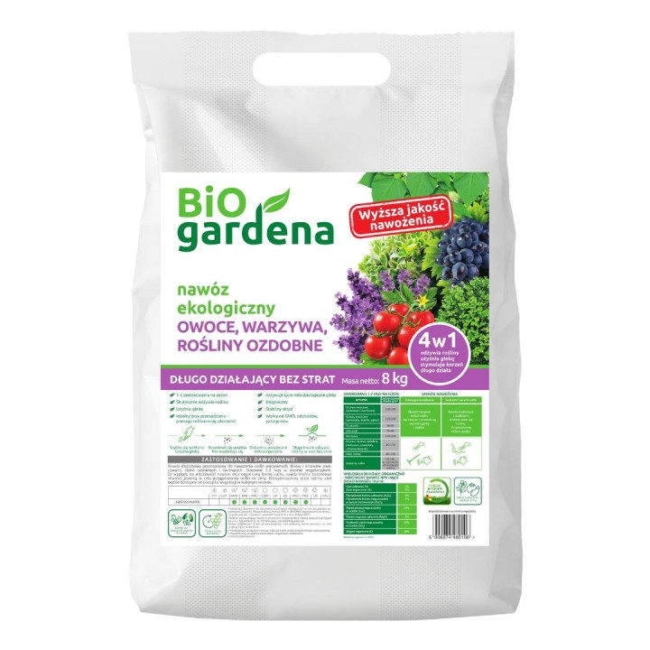 Nawóz Ekologiczny do Owoców Warzyw i Roślin Ozdobnych Pellet 8 kg - Bi