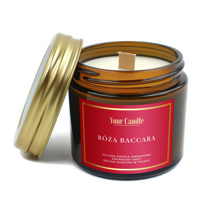 Świeca Sojowa Zapachowa Wegańska Róża Baccara z Drewnianym Knotem 120 