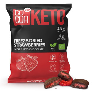 Truskawki w Czekoladzie Ciemnej Bez Cukru Keto BIO Wegańskie 40 g - Co