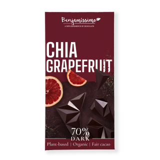 Czekolada Gorzka Chia Grejpfrut Bezglutenowa BIO 60 g - Benjamissimo -