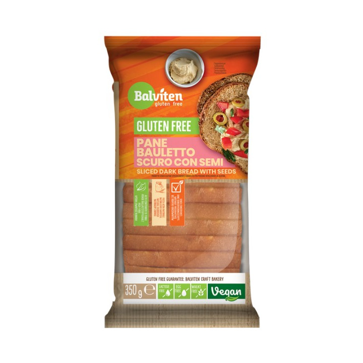 Chleb Ciemny z Ziarnami Bezglutenowy Krojony Wegański 350 g - Balviten