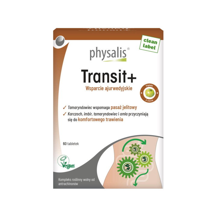 Tabletki na Wsparcie Pracy Jelit Transit Plus Wegańskie 60 szt. - Phys