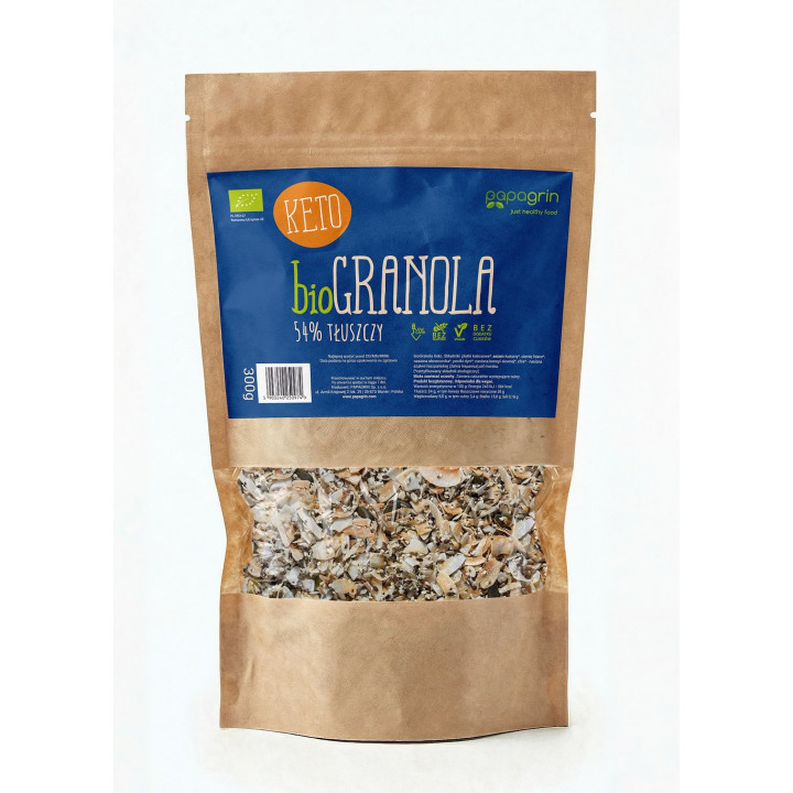 Granola Keto BIO bez Cukru z Nasionami i Płatkami Kokosowymi 300 g - P