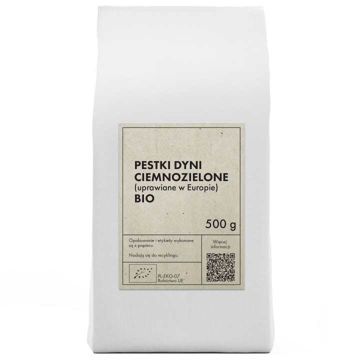 Pestki Dyni Ciemnozielone BIO 500 g Wegańskie Europejskie - The Planet
