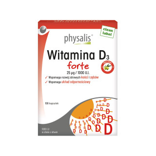 Witamina D3 25 μg Forte 100 Kapsułek 54 g - Physalis - Ekochatka
