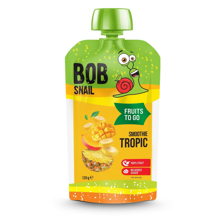 Smoothie Banan Ananas Mango Wegańskie Bez Cukru 120 g - Bob Snail - Ek