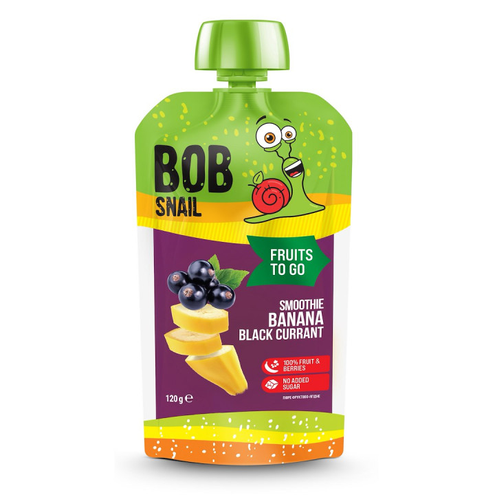Smoothie Banan Czarna Porzeczka Bez Cukru Wegańskie 120 g - Bob Snail 