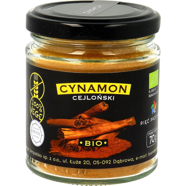 Cynamon Cejloński BIO Bezglutenowy 70 g - Pięć Przemian - Ekochatka