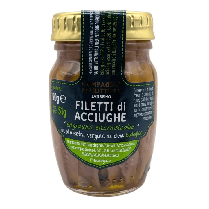 Anchois Sardele Filety w Oliwie Extra Virgin BIO 51 g - Compagnia Medi