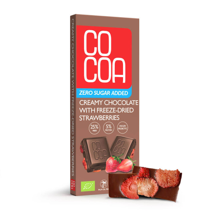 Czekolada Kremowa z Truskawkami bez Cukru BIO Wegańska 40 g - Cocoa - 