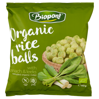 Chrupki Ryżowe ze Szpinakiem i Porem Bezglutenowe BIO 60 g - Biopont -