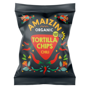 Chipsy Tortilla Kukurydziane Chili BIO Bezglutenowe 75 g - Amaizin - E