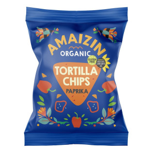 Chipsy Tortilla Kukurydziane Paprykowe Bezglutenowe BIO 75 g - Amaizin