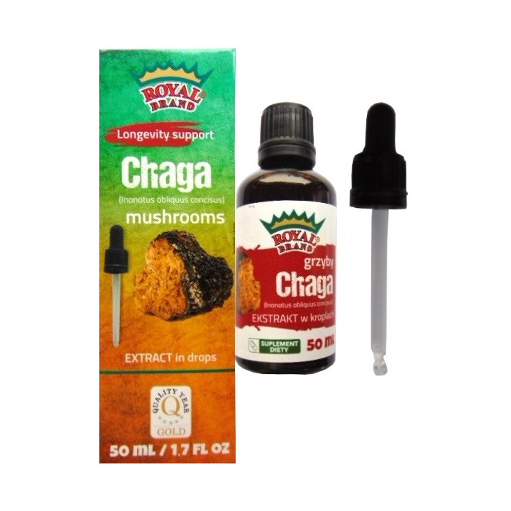 Grzyby Chaga Ekstrakt w Kroplach Wegański 50 ml - Royal Brand - Ekocha