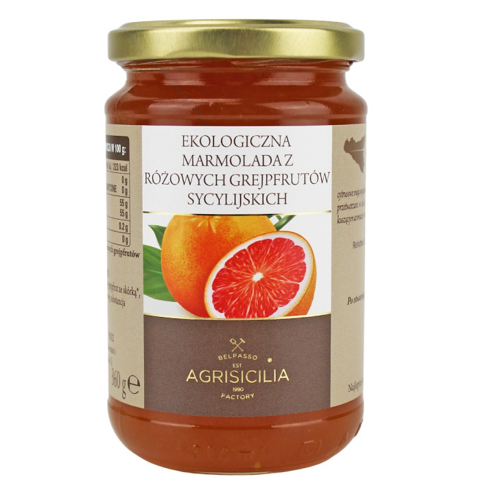 Marmolada z Różowych Grejpfrutów Sycylijskich BIO 360 g - Agrisicilia 