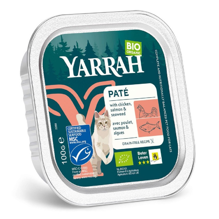 Karma dla Kota Pasztet z Łososia z Algami Morskimi BIO 100 g - Yarrah 