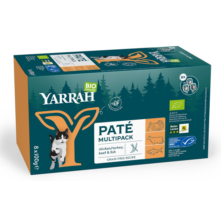 Karma dla Kota Pasztet Multipack BIO 8 x 100g Łosoś Kurczak Wołowina 8