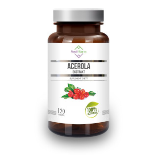 Acerola Ekstrakt 600 mg Witamina C Wegański 120 Kapsułek - Soul Farm -