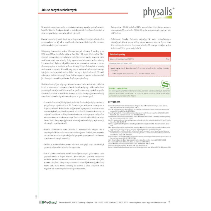 Witamina D3 Ultra 75 μg 3000 IU 100 Kapsułek - Physalis - Ekochatka