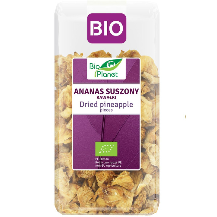Ananas Suszony Kawałki BIO 100% Naturalny 100 g - BIO Planet - Ekochat