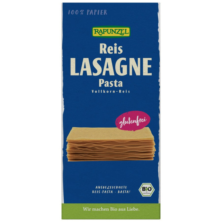 Makaron Lasagne Ryżowy Pełnoziarnisty Bezglutenowy BIO 250 g - Rapunze