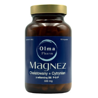 Magnez Chelatowany + Cytrynian z Witaminą B6 Wegański 100 Kapsułek - O
