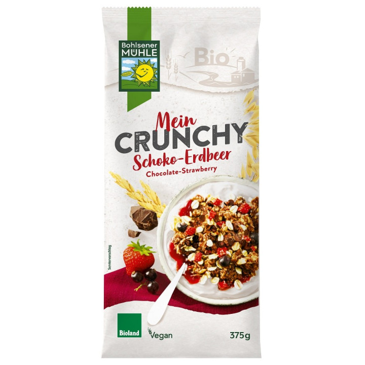 Crunchy Czekoladowo-Truskawkowe Musli BIO 375 g - Bohlsener Muehle - E