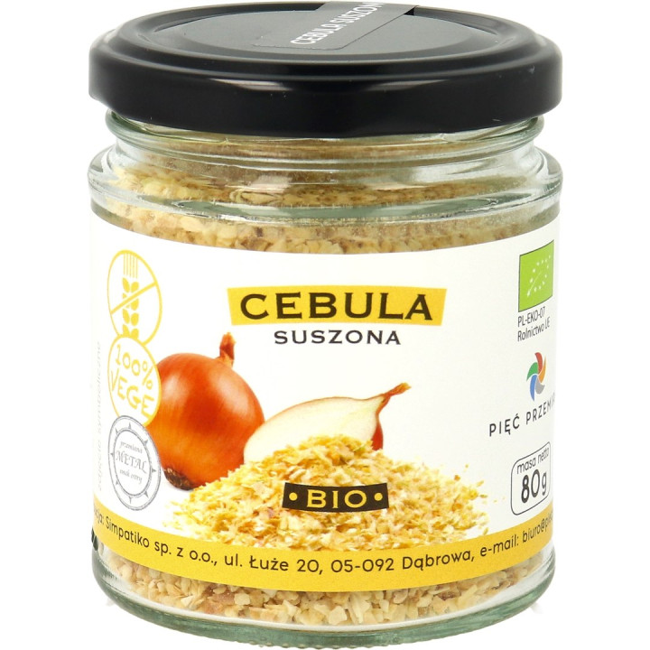 Cebula Suszona BIO Bezglutenowa Wegańska 80 g - Pięć Przemian - Ekocha