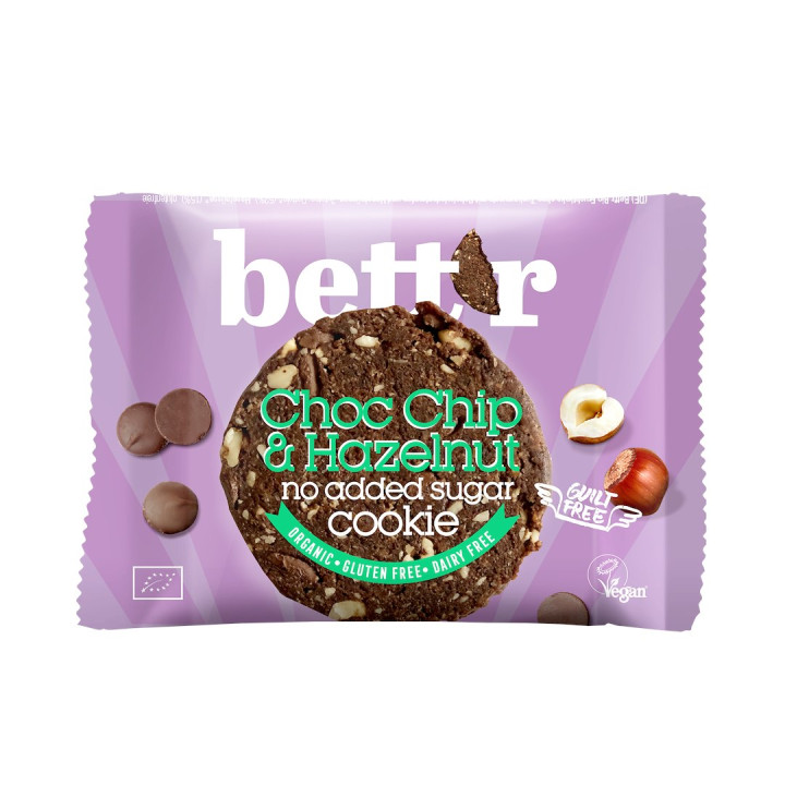 Ciastko Czekoladowe z Orzechami Laskowymi bez Cukru BIO 40 g - Bett'r 