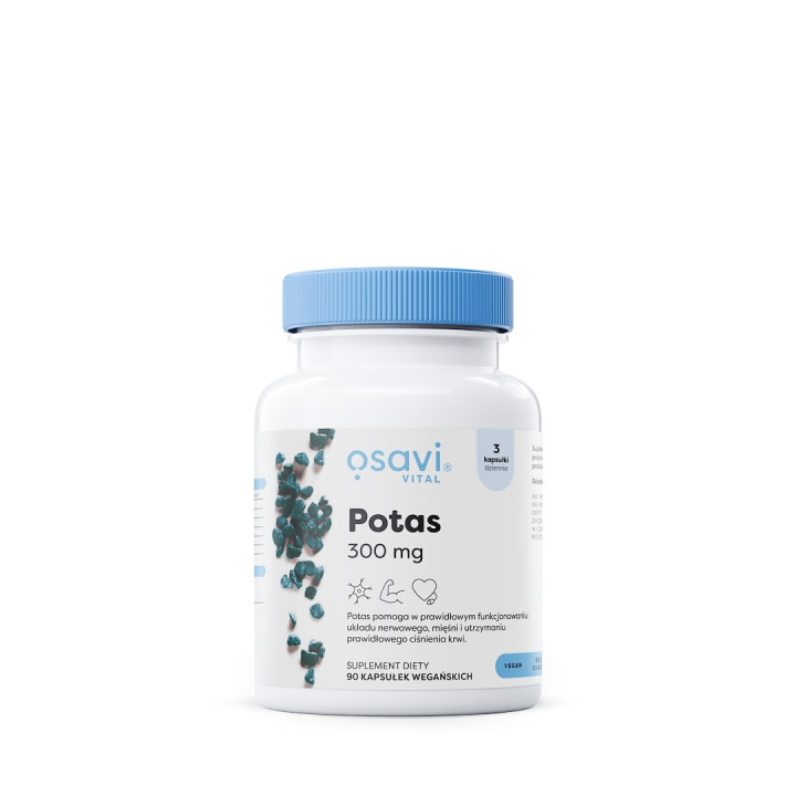 Potas 100 mg Bezglutenowy Wegański 90 Kapsułek - Osavi - Ekochatka