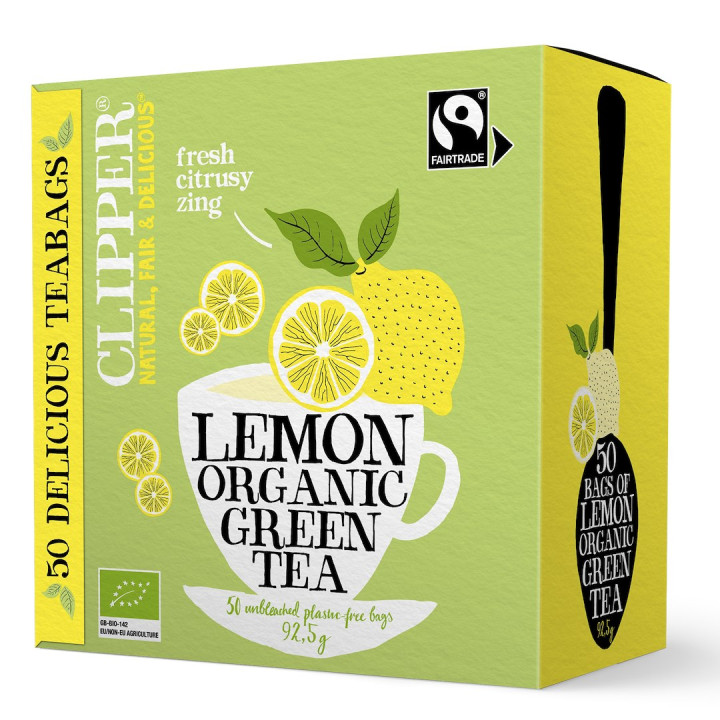 Herbata Zielona z Cytryną BIO Fair Trade 50 saszetek 92,5 g - Clipper 