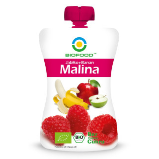 Mus Owocowy Jabłko Banan Malina Bezglutenowy BIO bez Cukru 200 g - Bio