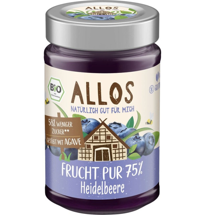 Mus Jagodowy 75% Owoców Bezglutenowy BIO 200 g - Allos - Ekochatka