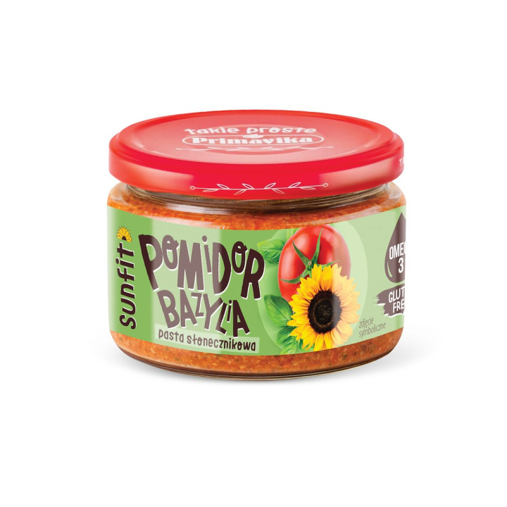 Pasta Słonecznikowa z Pomidorami i Bazylią Bezglutenowa Wegańska 180 g
