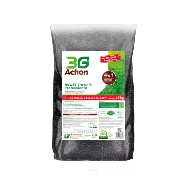 Nawóz do Trawników Specjalistyczny 4w1 ECO Wegański 25 kg - 3G ACTION 