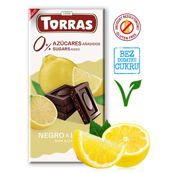 Czekolada Gorzka z Cytryną bez Dodatku Cukrów | TORRAS - Ekochatka