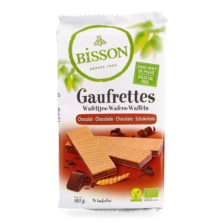 Wafelki z Kremem Czekoladowym Wegańskie BIO 190 g - Bisson - Ekochatka