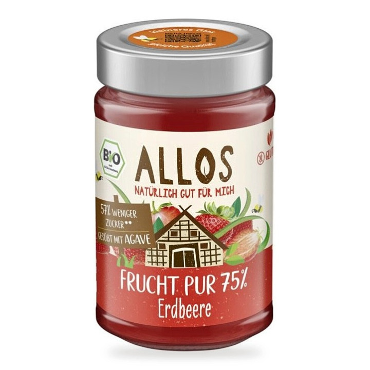 Mus Truskawkowy 75% Owoców Bezglutenowy BIO 200 g - Allos - Ekochatka