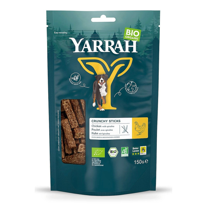Przysmak dla Psa Pałeczki z Kurczakiem i Spiruliną BIO 150 g - Yarrah